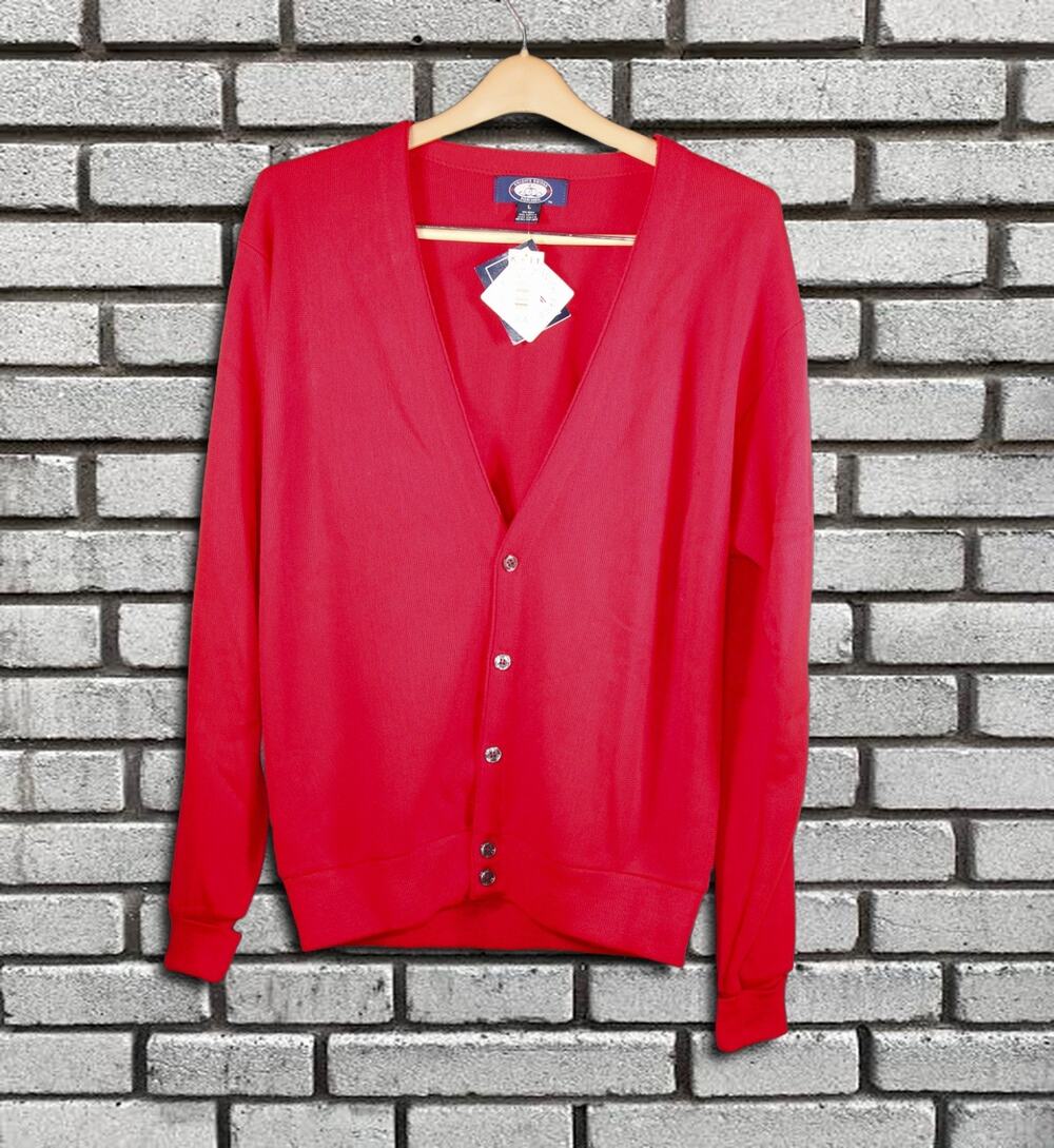 VTG 90s Knights Bridge Red Cardigan Sweater NWT Deadstock Made in USA Sz Large